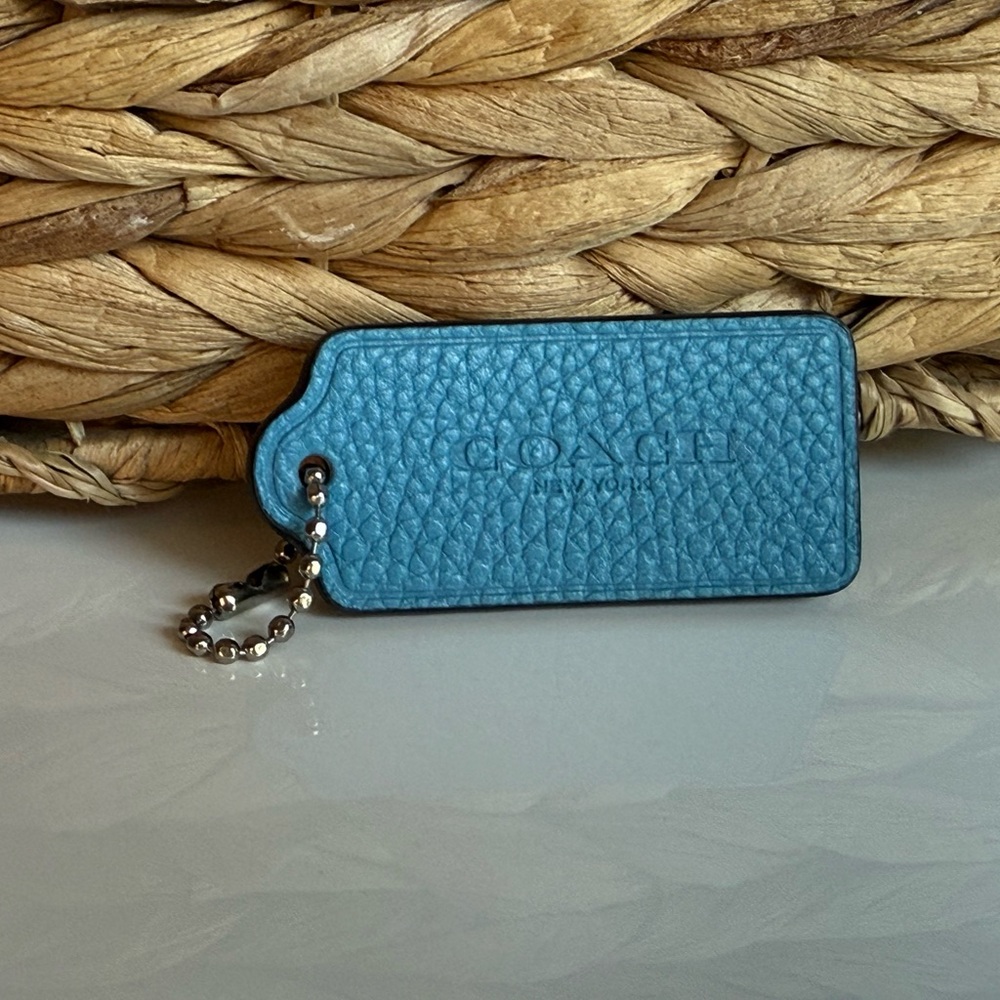 Coach Teal Pebbled Leather Modern Hang Tag